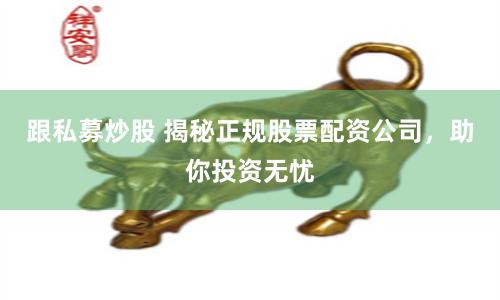 跟私募炒股 揭秘正规股票配资公司，助你投资无忧