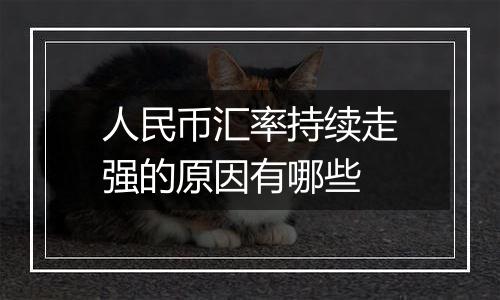 人民币汇率持续走强的原因有哪些