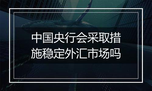 中国央行会采取措施稳定外汇市场吗