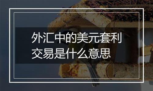 外汇中的美元套利交易是什么意思