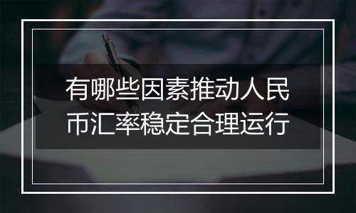 有哪些因素推动人民币汇率稳定合理运行