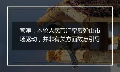 管涛：本轮人民币汇率反弹由市场驱动，并非有关方面故意引导