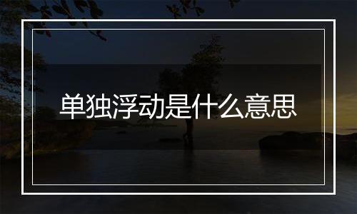 单独浮动是什么意思