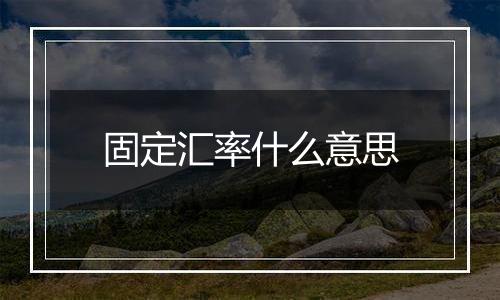 固定汇率什么意思