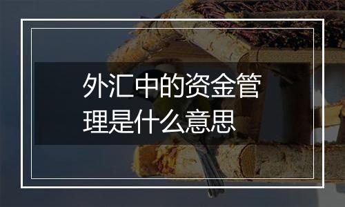 外汇中的资金管理是什么意思