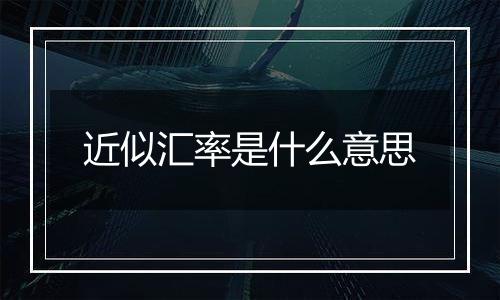 近似汇率是什么意思