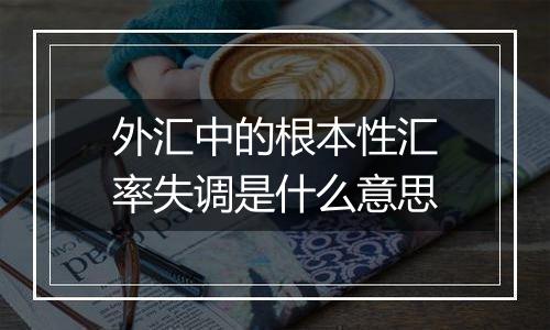 外汇中的根本性汇率失调是什么意思