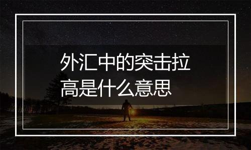 外汇中的突击拉高是什么意思