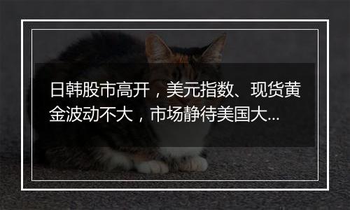 日韩股市高开，美元指数、现货黄金波动不大，市场静待美国大选结果