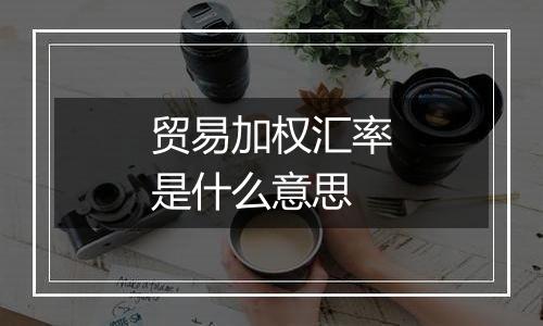 贸易加权汇率是什么意思