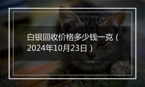 白银回收价格多少钱一克（2024年10月23日）