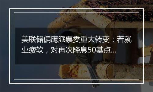 美联储偏鹰派票委重大转变：若就业疲软，对再次降息50基点持开放态度