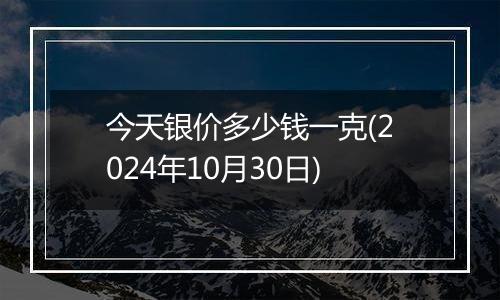 今天银价多少钱一克(2024年10月30日)