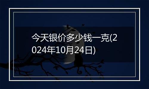 今天银价多少钱一克(2024年10月24日)