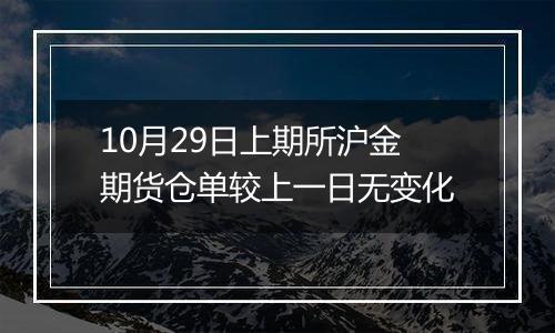 10月29日上期所沪金期货仓单较上一日无变化