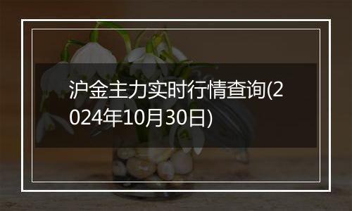 沪金主力实时行情查询(2024年10月30日)