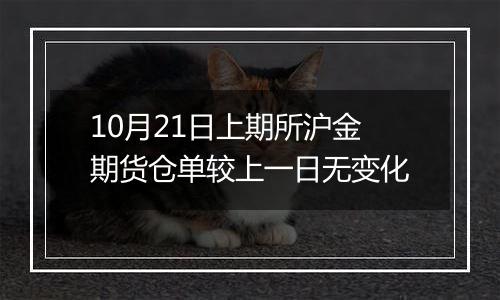 10月21日上期所沪金期货仓单较上一日无变化