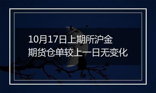 10月17日上期所沪金期货仓单较上一日无变化