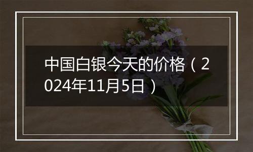 中国白银今天的价格（2024年11月5日）