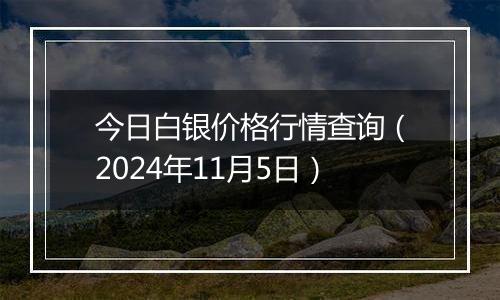 今日白银价格行情查询（2024年11月5日）