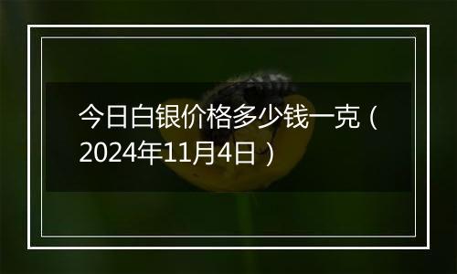 今日白银价格多少钱一克（2024年11月4日）