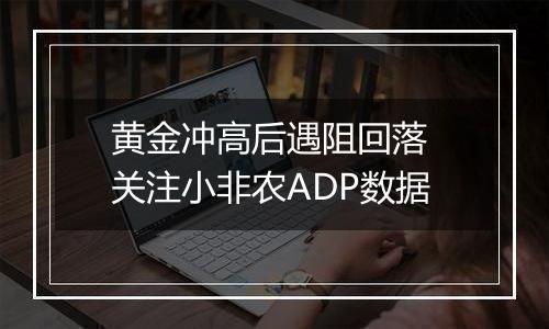 黄金冲高后遇阻回落 关注小非农ADP数据