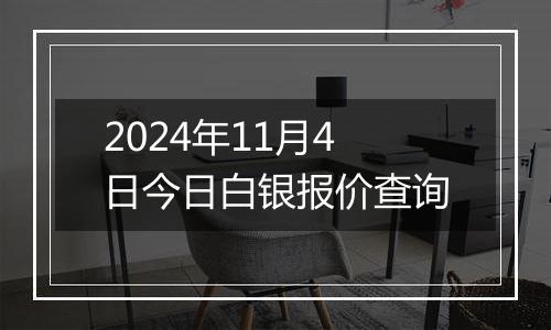 2024年11月4日今日白银报价查询