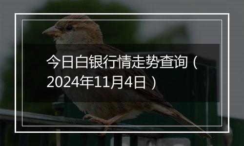 今日白银行情走势查询（2024年11月4日）