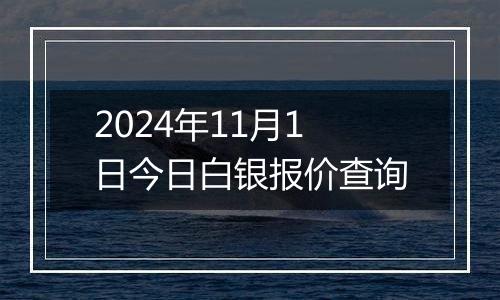 2024年11月1日今日白银报价查询