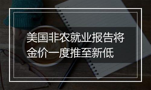 美国非农就业报告将金价一度推至新低