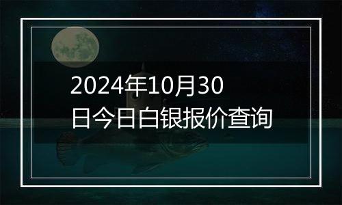 2024年10月30日今日白银报价查询