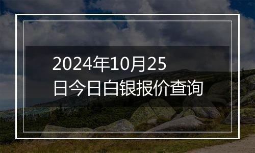 2024年10月25日今日白银报价查询