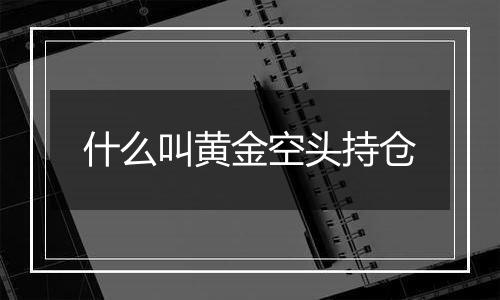 什么叫黄金空头持仓