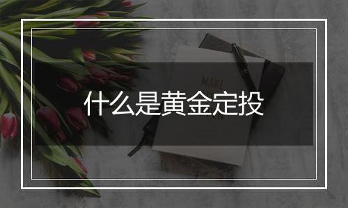 什么是黄金定投