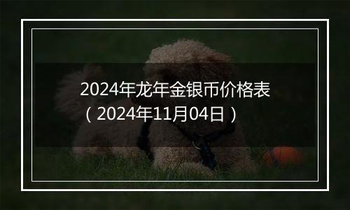 2024年龙年金银币价格表（2024年11月04日）