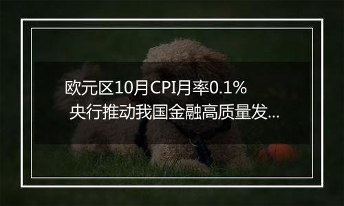 欧元区10月CPI月率0.1% 央行推动我国金融高质量发展