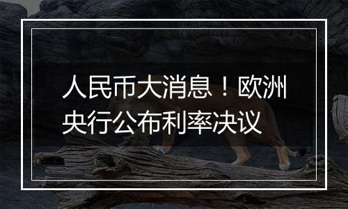 人民币大消息！欧洲央行公布利率决议