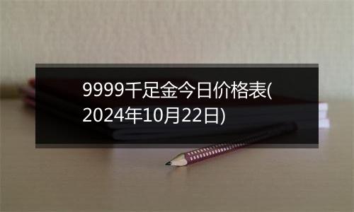 9999千足金今日价格表(2024年10月22日)