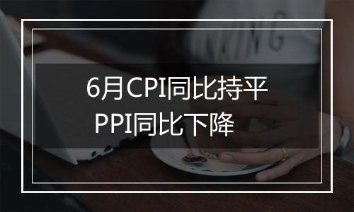 6月CPI同比持平 PPI同比下降