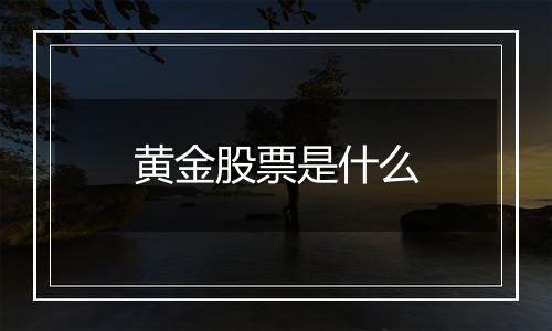 黄金股票是什么