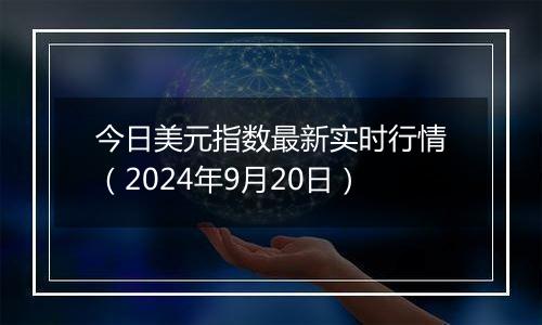 今日美元指数最新实时行情（2024年9月20日）