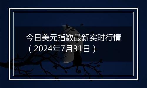 今日美元指数最新实时行情（2024年7月31日）