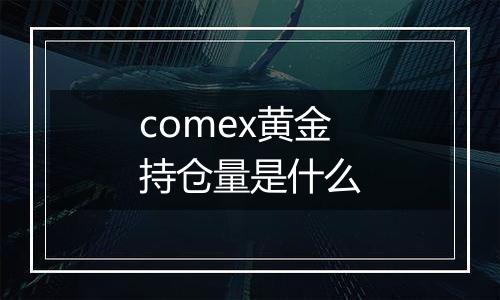 comex黄金持仓量是什么