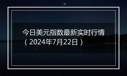 今日美元指数最新实时行情（2024年7月22日）