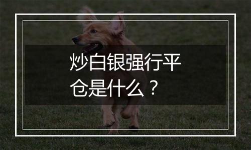 炒白银强行平仓是什么？