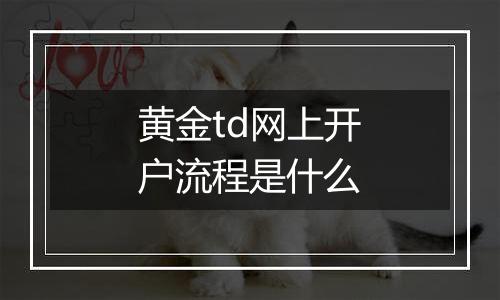 黄金td网上开户流程是什么