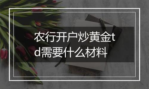 农行开户炒黄金td需要什么材料