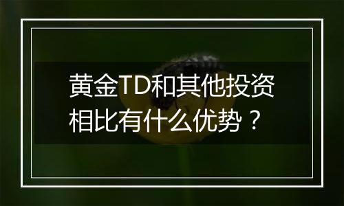 黄金TD和其他投资相比有什么优势？