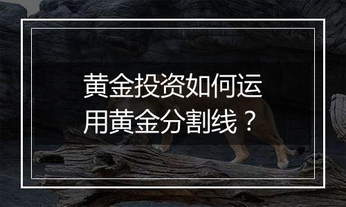 黄金投资如何运用黄金分割线？