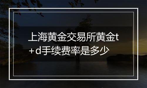 上海黄金交易所黄金t+d手续费率是多少